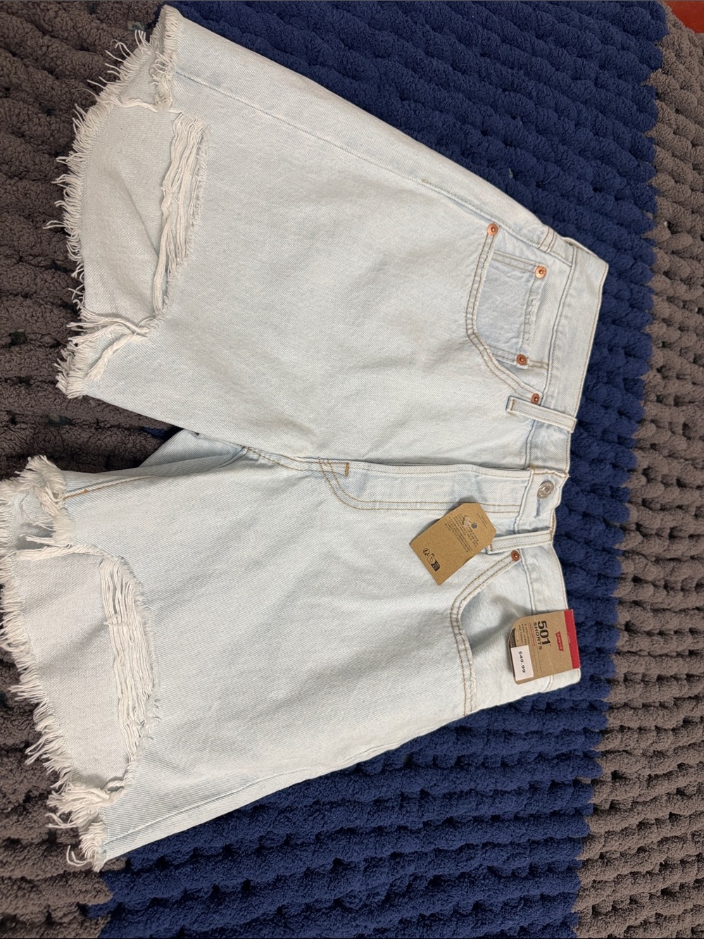 Levi's Light Blue Distressed Denim Cutoff Shorts